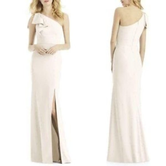 After Six One Shoulder Bow Dress Ivory Size 2 - Picture 1 of 7